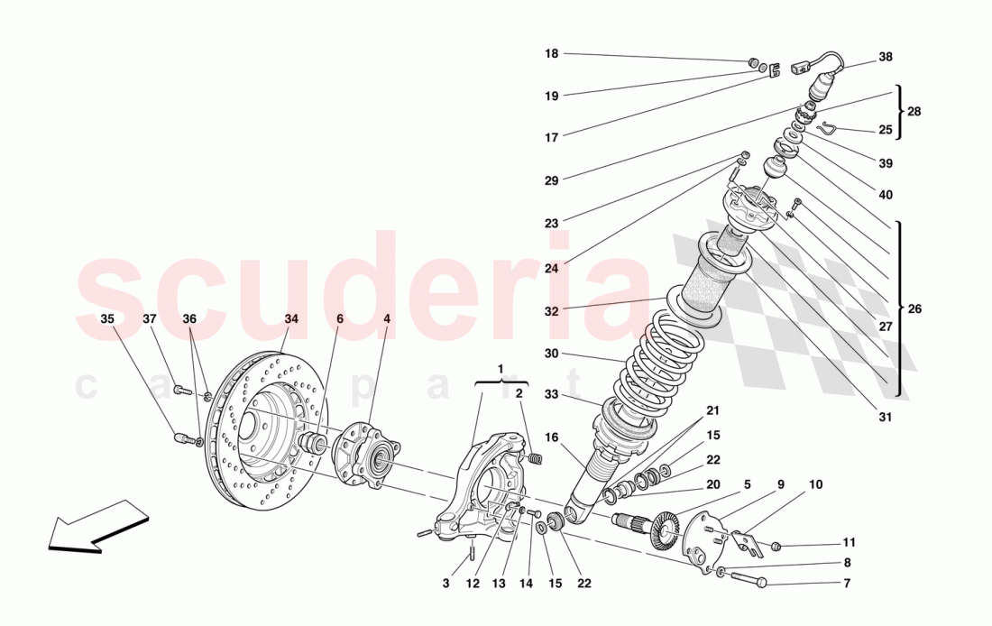 FRONT SUSPENSION - SHOCK ABSORBER AND BRAKE DISC of Ferrari Ferrari 550 Barchetta