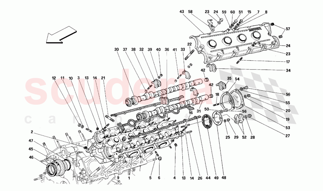 L.H. CYLINDER HEAD of Ferrari Ferrari 348 (2.7 Motronic)