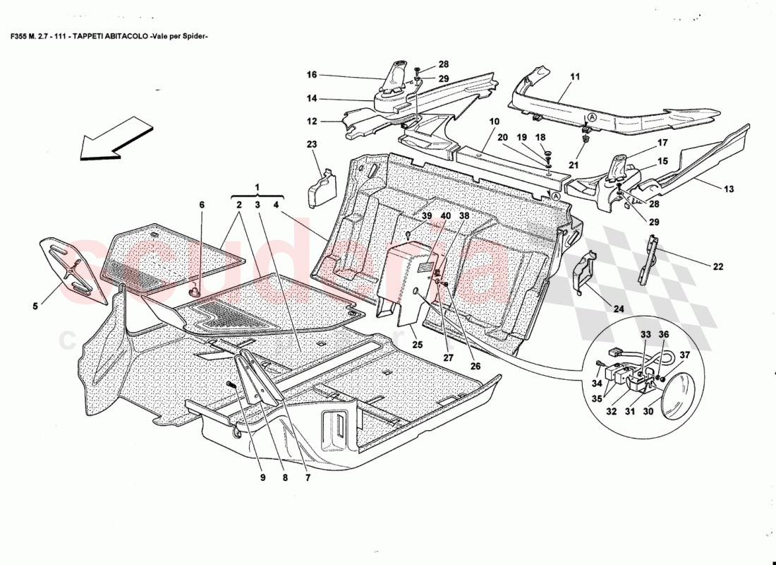 PASSENGERS COMPARTMENT CARPETS -Valid far Spider- of Ferrari Ferrari 355 (2.7 Motronic)