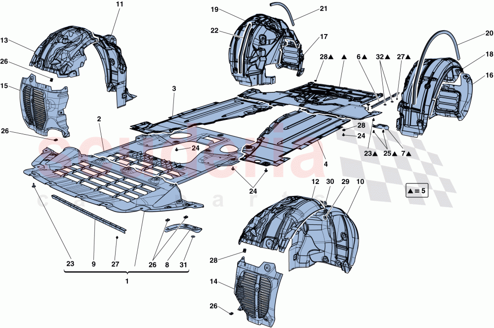 FLAT UNDERTRAY AND WHEELHOUSES of Ferrari Ferrari California T
