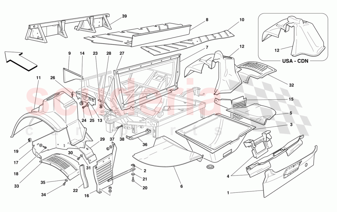 REAR STRUCTURES AND COMPONENTS of Ferrari Ferrari 550 Barchetta