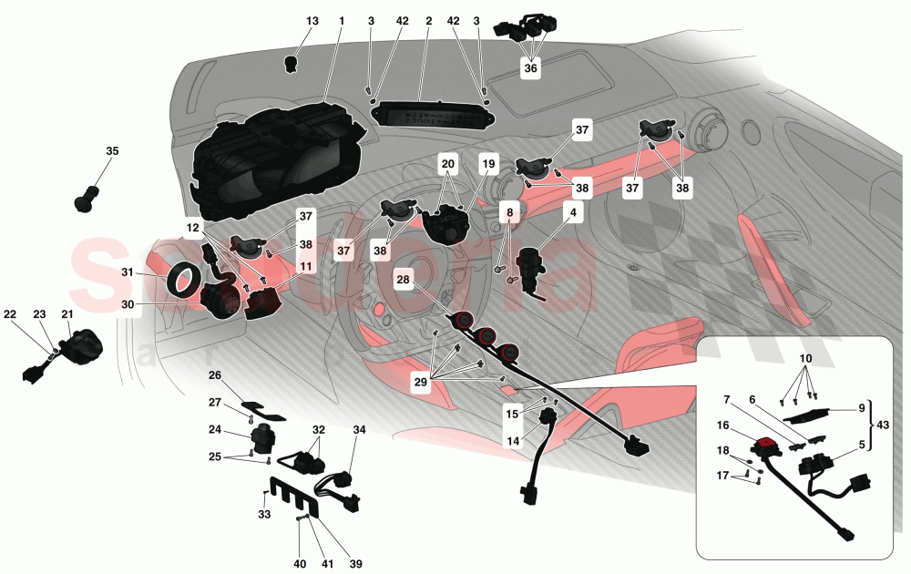 DASHBOARD AND TUNNEL INSTRUMENTS of Ferrari Ferrari LaFerrari