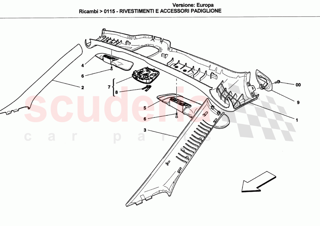 ROOF PANEL UPHOLSTERY AND ACCESSORIES of Ferrari Ferrari California (2008-2011)