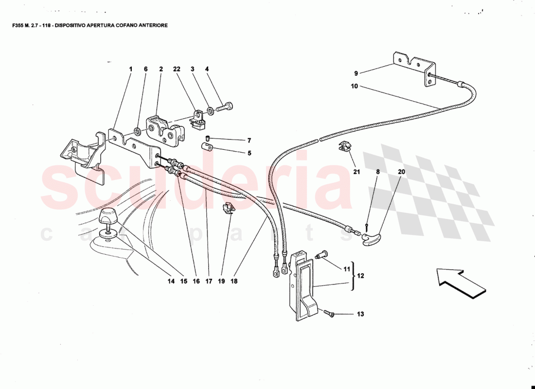 OPENING DEVICE FOR FRONT HOOD of Ferrari Ferrari 355 (2.7 Motronic)