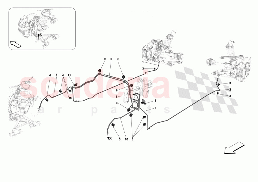 HYDRAULIC BRAKE CONTROL PIPES -Not for RHD- of Ferrari Ferrari 12Cilindri Spider
