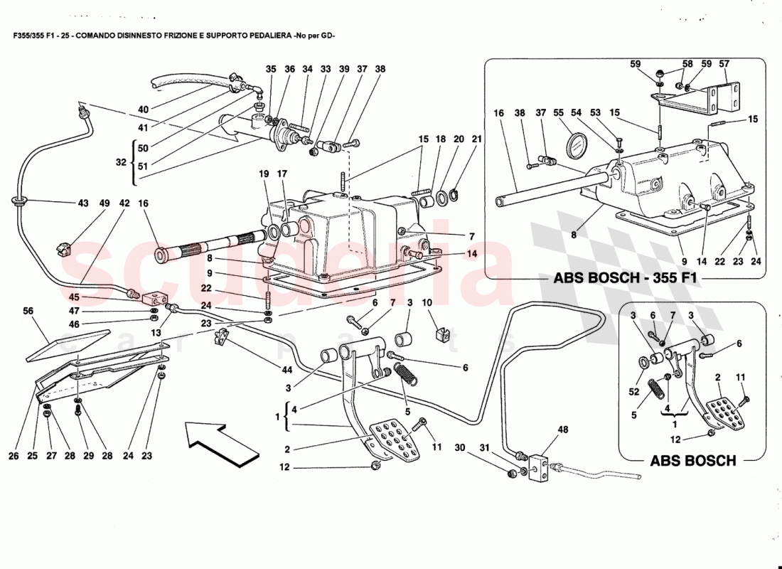 CLUTCH RELEASE CONTROL AND PEDAL SUPPORT -Not for Gd- of Ferrari Ferrari 355 (5.2 Motronic)