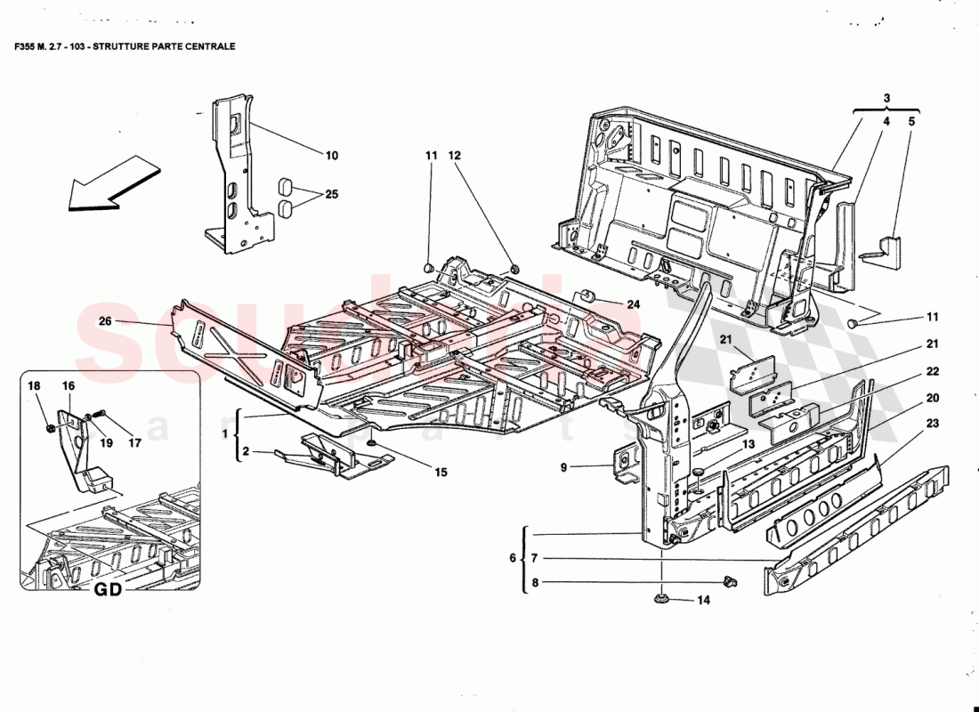 CENTRAL PART STRUCTURES of Ferrari Ferrari 355 (2.7 Motronic)