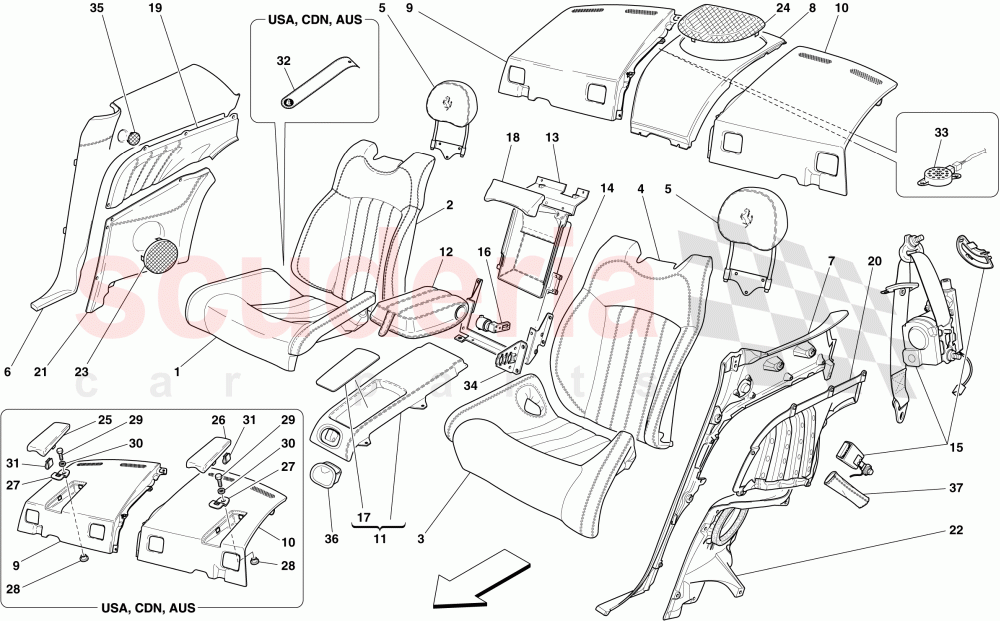 REAR SEAT - SEAT BELTS of Ferrari Ferrari 612 Sessanta