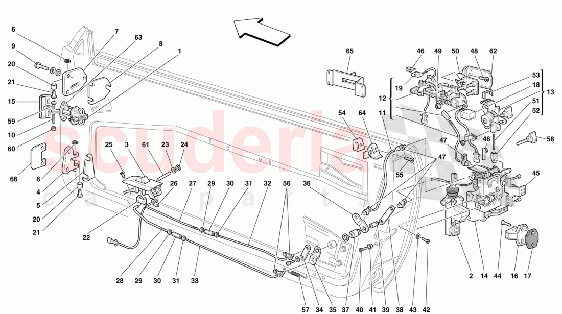 DOORS - OPENING CONTROL AND HINGES of Ferrari Ferrari 456 GT/GTA