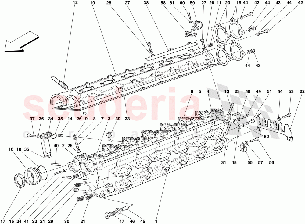 RIGHT HAND CYLINDER HEAD of Ferrari Ferrari 612 Sessanta