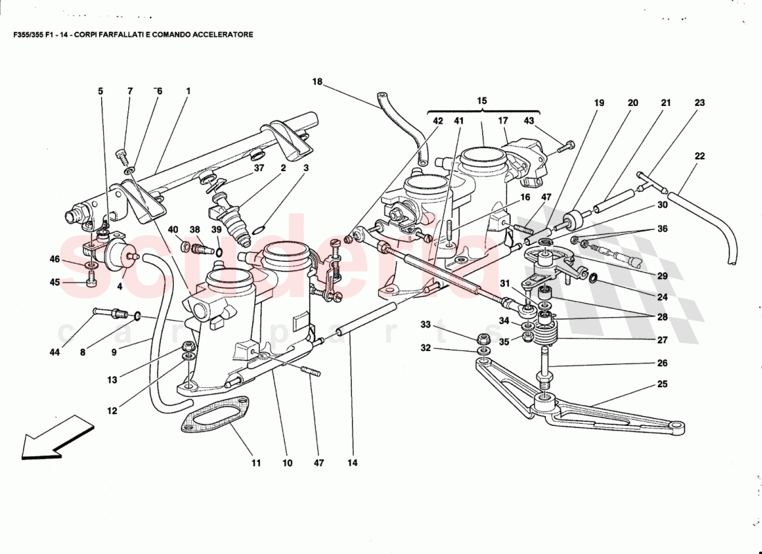 THROTTLE HOLDERS ANO CONTROLS of Ferrari Ferrari 355 (5.2 Motronic)