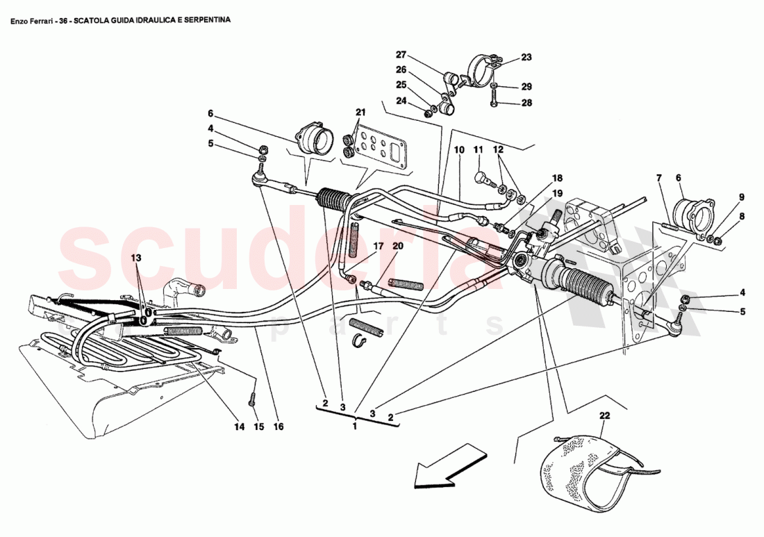 HYDRAULIC STEERING BOX AND SERPENTINE of Ferrari Ferrari Enzo