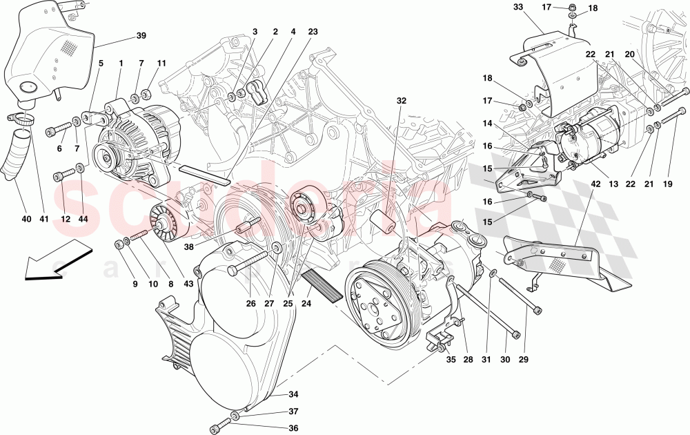 ALTERNATOR, STARTER MOTOR AND AC COMPRESSOR of Ferrari Ferrari 599 SA Aperta