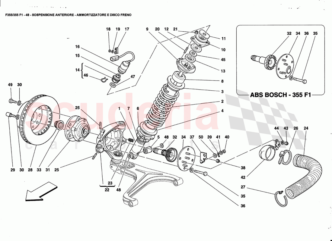 FRONT SUSPENSION - SHOCK ABSORBER ANO BRAKE DISC of Ferrari Ferrari 355 (5.2 Motronic)