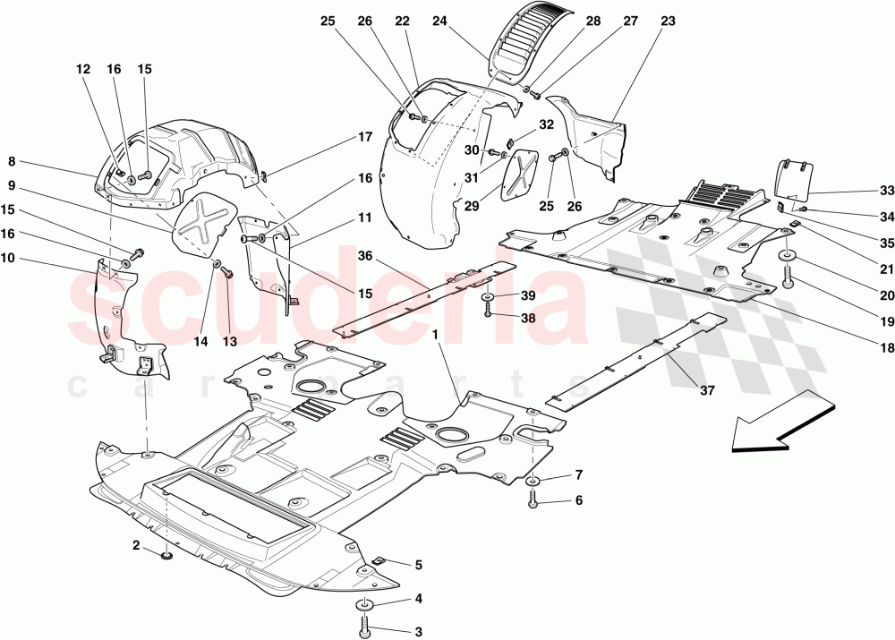 FLAT UNDERTRAY AND WHEELHOUSES of Ferrari Ferrari 599 GTB Fiorano