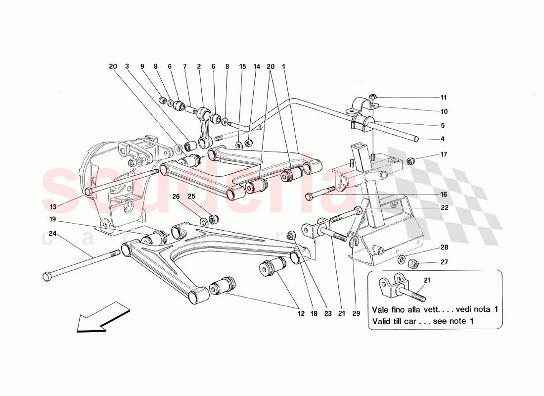 Rear Suspension - Wishbones of Ferrari Ferrari 348 TS (1993)