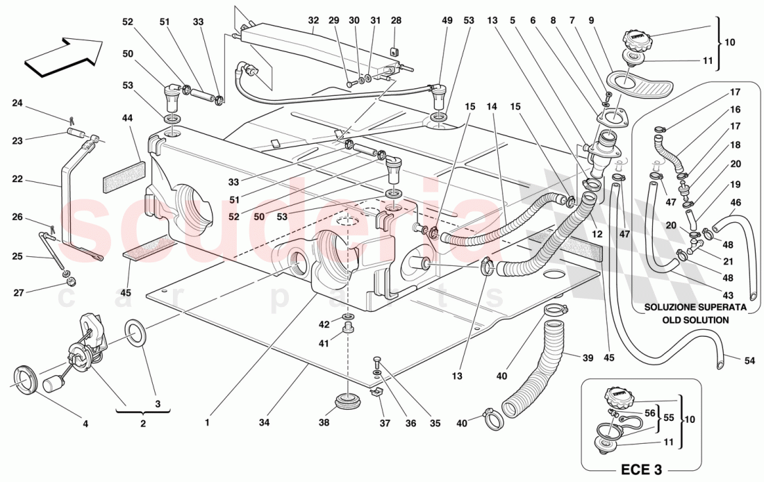 FUEL TANK -Not for USA M.Y. 99, CDN M.Y. 99, USA M.Y. 2000, CDN M.Y. 2000, USA M.Y. 2001 and CDN M.Y of Ferrari Ferrari 550 Maranello