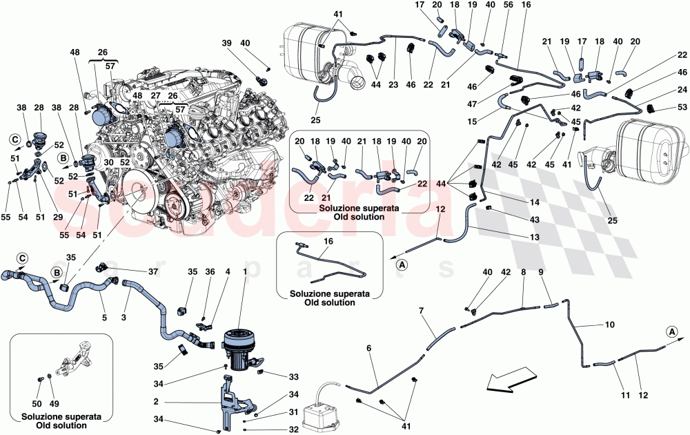 SECONDARY AIR SYSTEM of Ferrari Ferrari California T