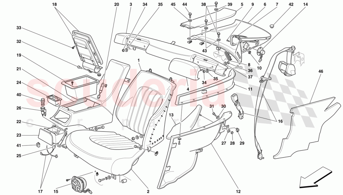 REAR SEATS AND SEAT BELTS of Ferrari Ferrari 456 GT/GTA