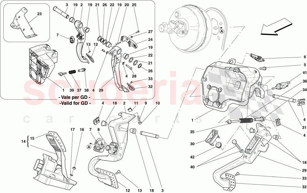 COMPLETE PEDAL BOARD ASSEMBLY -Not for DCT gearbox- of Ferrari Ferrari California (2012-2014)