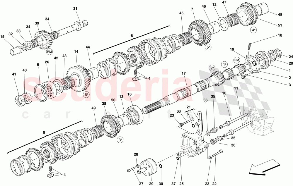 PRIMARY GEARBOX SHAFT GEARS AND GEARBOX OIL PUMP of Ferrari Ferrari 599 GTB Fiorano