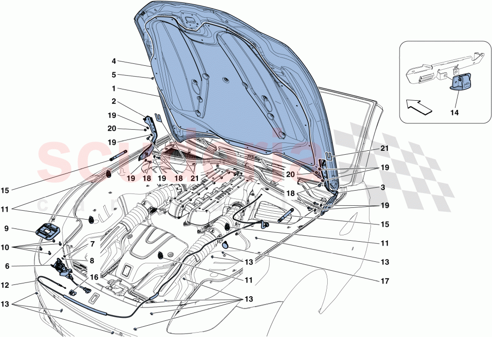 FRONT LID AND OPENING MECHANISM of Ferrari Ferrari GTC4Lusso T