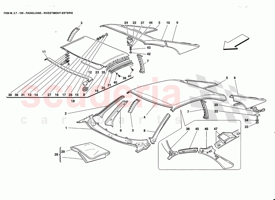ROOF - OUTER TRIMS of Ferrari Ferrari 355 (2.7 Motronic)