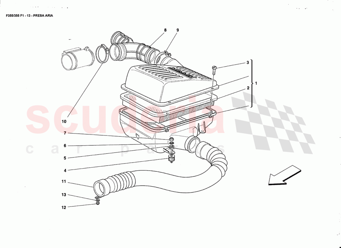 AIR INTAKE of Ferrari Ferrari 355 (5.2 Motronic)