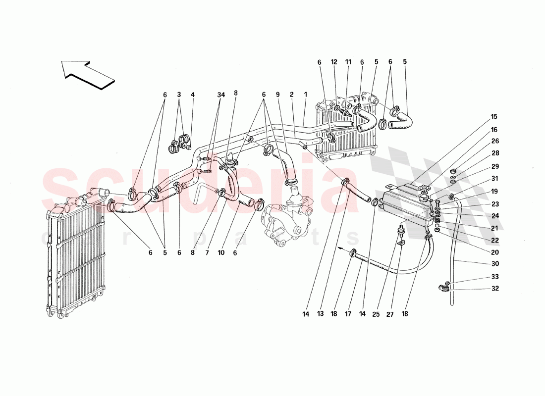 Cooling System of Ferrari Ferrari 348 TS (1993)