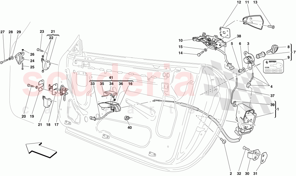 DOORS - OPENING MECHANISM AND HINGES of Ferrari Ferrari 612 Scaglietti