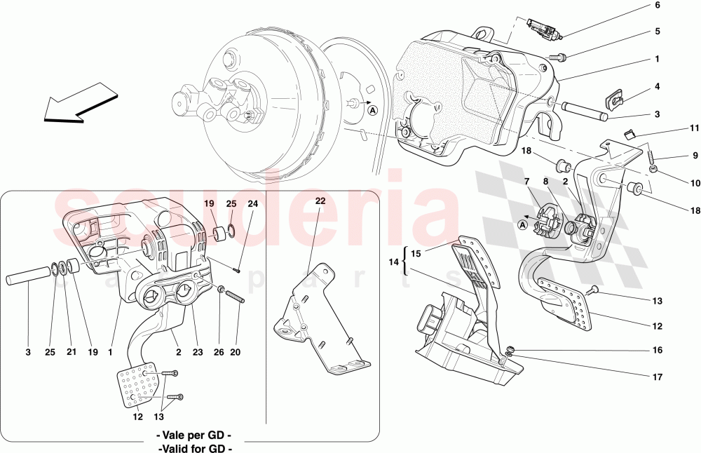 COMPLETE PEDAL BOARD ASSEMBLY -Applicable for DCT gearbox- of Ferrari Ferrari California (2012-2014)