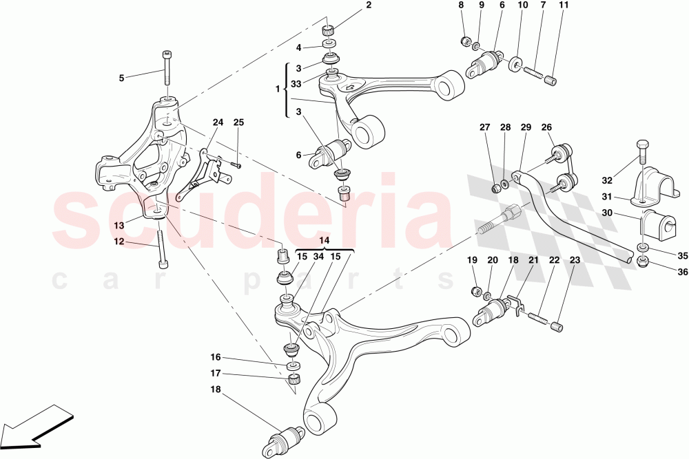 FRONT SUSPENSION - ARMS AND STABILISER BAR of Ferrari Ferrari 599 GTB Fiorano
