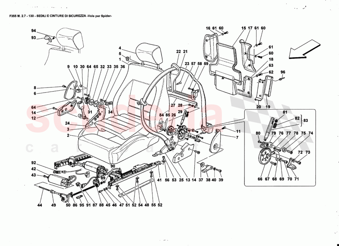 SEATS AND SAFETY BELTS -Valid far Spider- of Ferrari Ferrari 355 (2.7 Motronic)