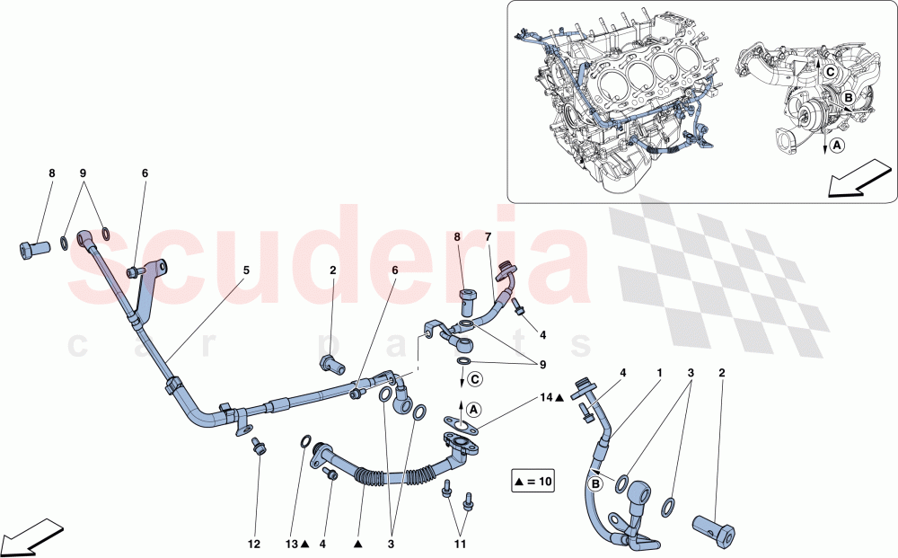 COOLING-LUBRICATION FOR TURBOCHARGING SYSTEM of Ferrari Ferrari GTC4Lusso T