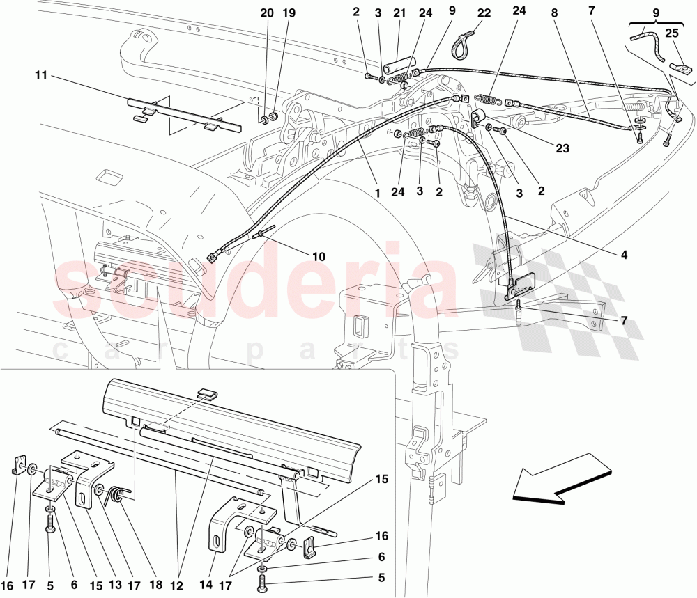 ROOF LINKAGES AND MECHANISM of Ferrari Ferrari 430 Spider