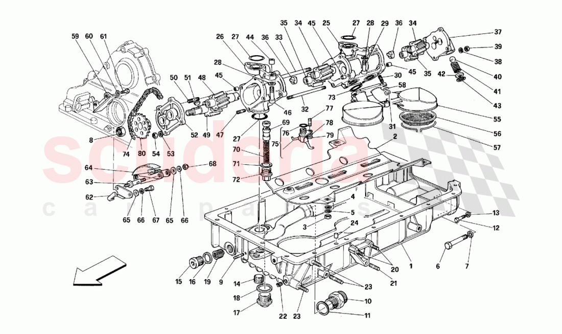 LUBRICATION - PUMPS AND OIL SUMPS of Ferrari Ferrari 348 (2.7 Motronic)