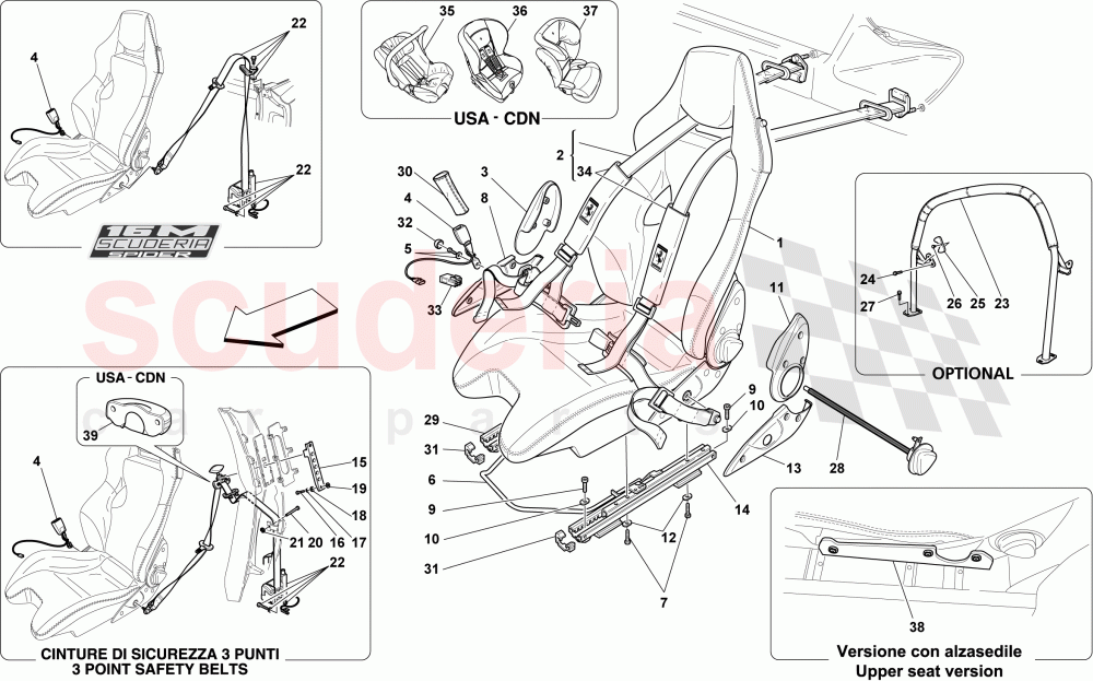 RACING SEAT-4 POINT SEAT HARNESSES-ROLLBAR of Ferrari Ferrari 430 Scuderia Spider 16M
