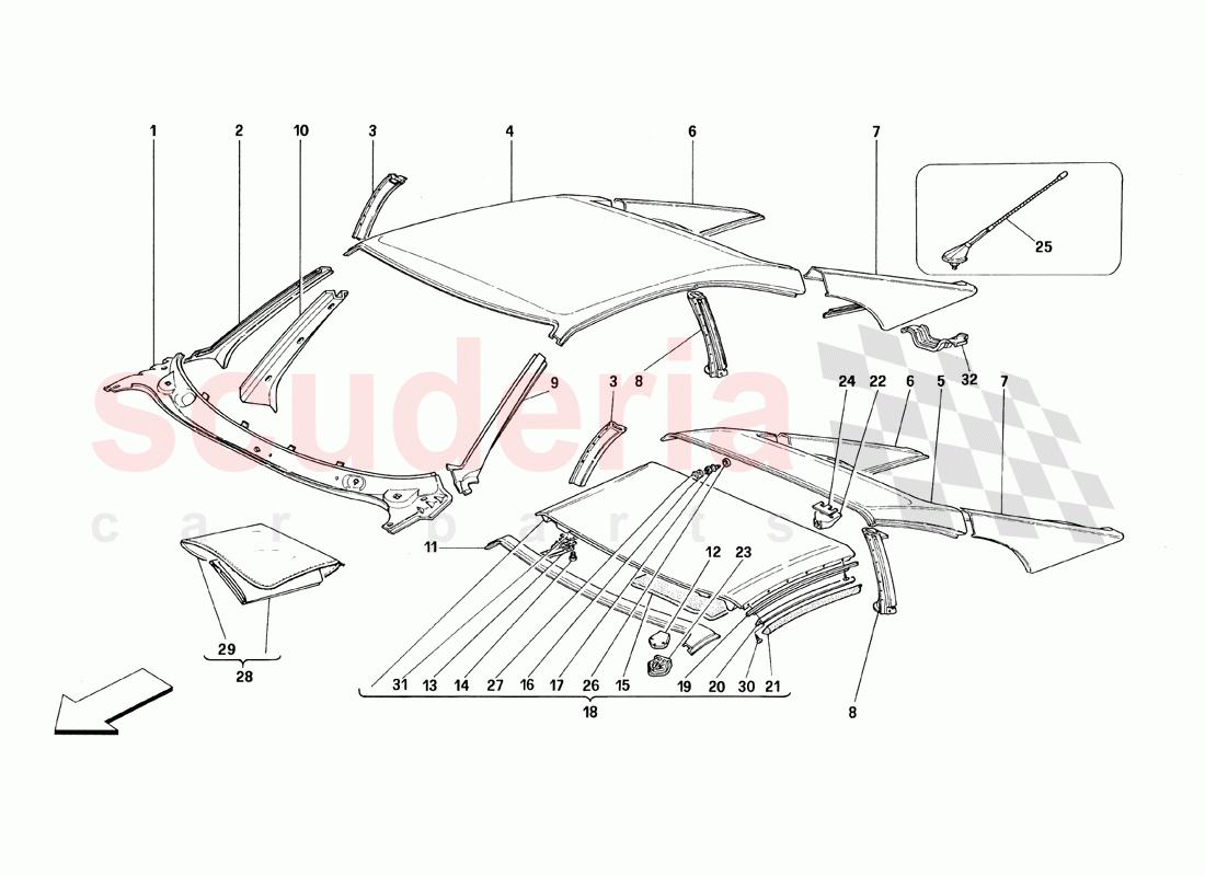 Roof - Outer Trims of Ferrari Ferrari 348 TB (1993)