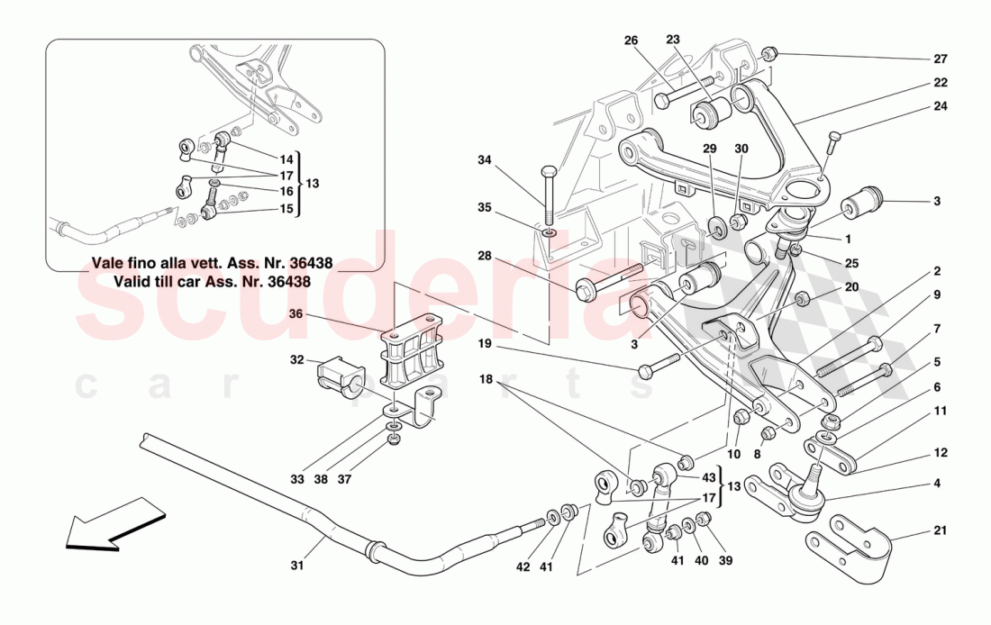 FRONT SUSPENSION - WISHBONES AND STABILIZER BAR of Ferrari Ferrari 550 Maranello