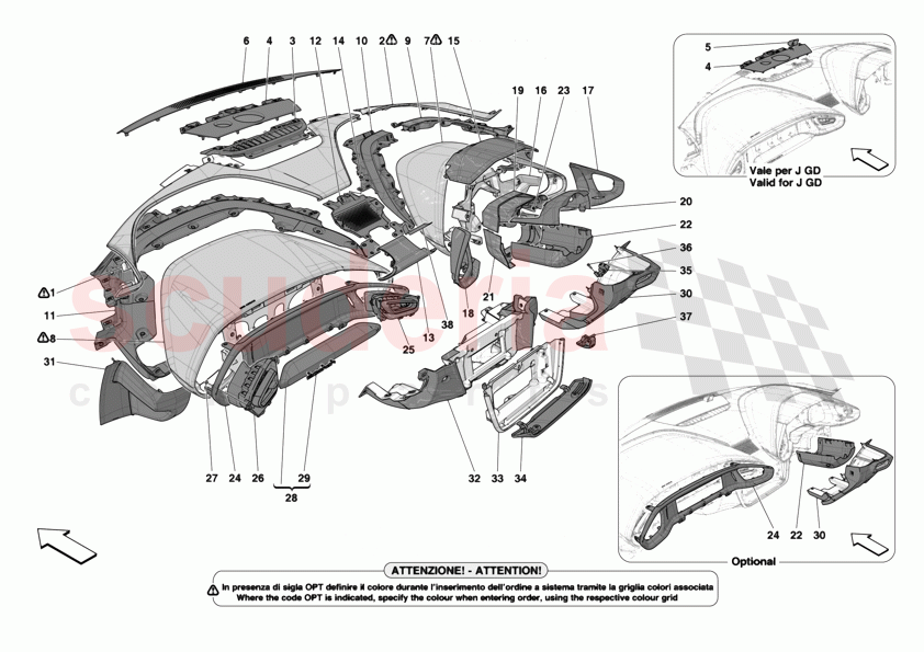 DASHBOARD - TRIM -Applicable for RHD- of Ferrari Ferrari 12Cilindri