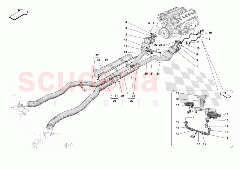 EXHAUST SYSTEM - FRONT SECTION of Ferrari Ferrari 12Cilindri Spider
