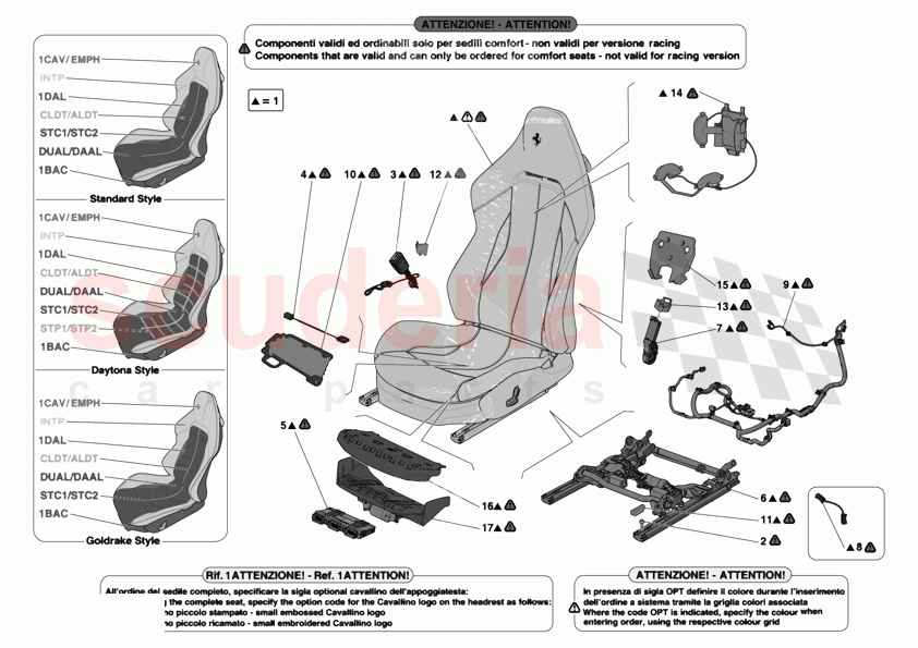 FRONT SEATS - SEATS AND GUIDES of Ferrari Ferrari 12Cilindri Spider