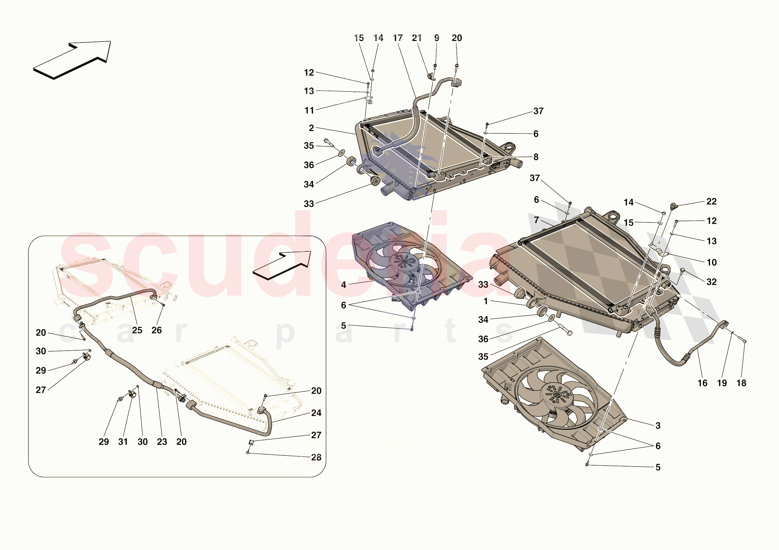 ENGINE COOLING SYSTEM RADIATORS of Ferrari Ferrari 296 GTB Europe RH