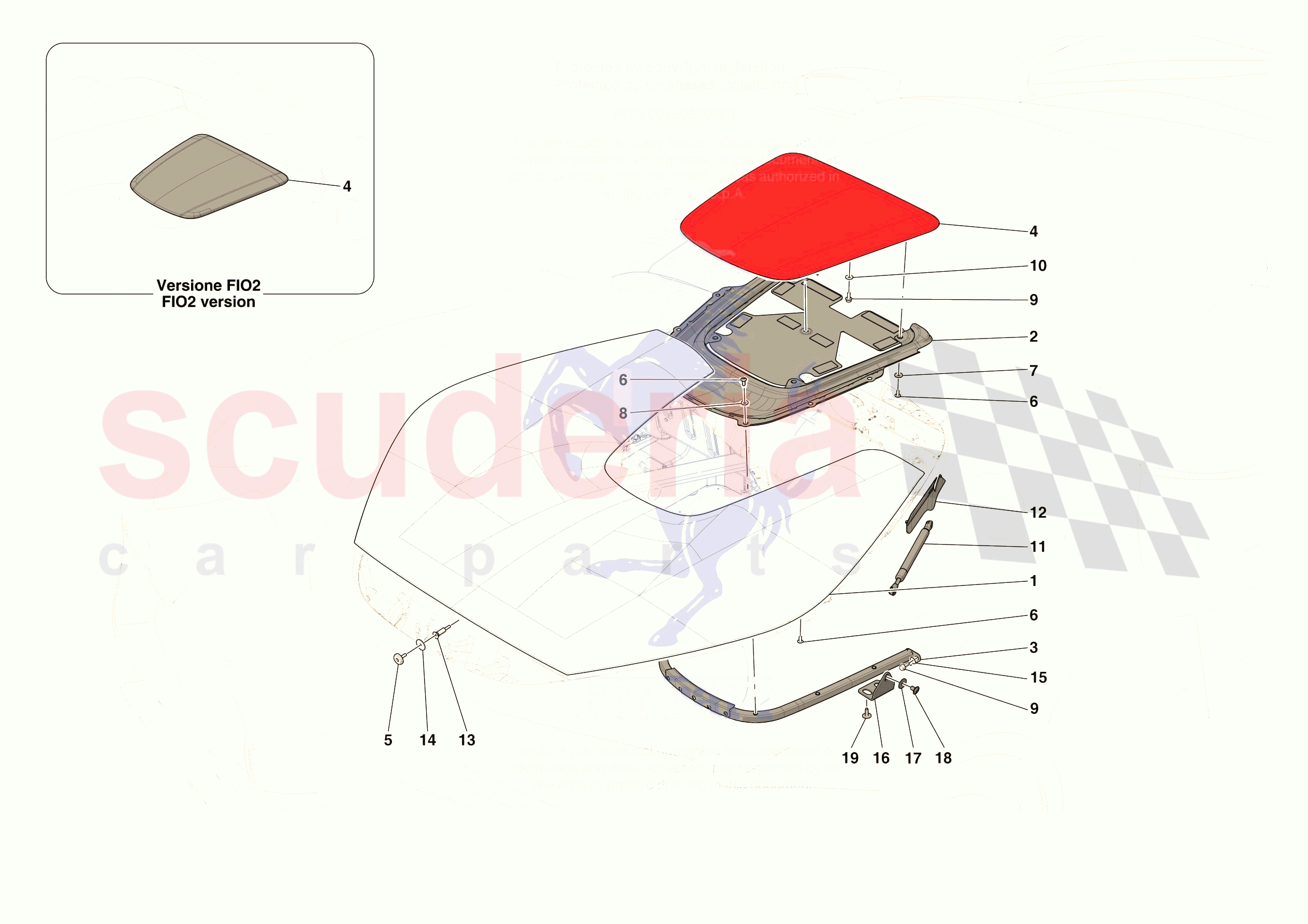REAR LID TRIM of Ferrari Ferrari 296 GTB Europe RH