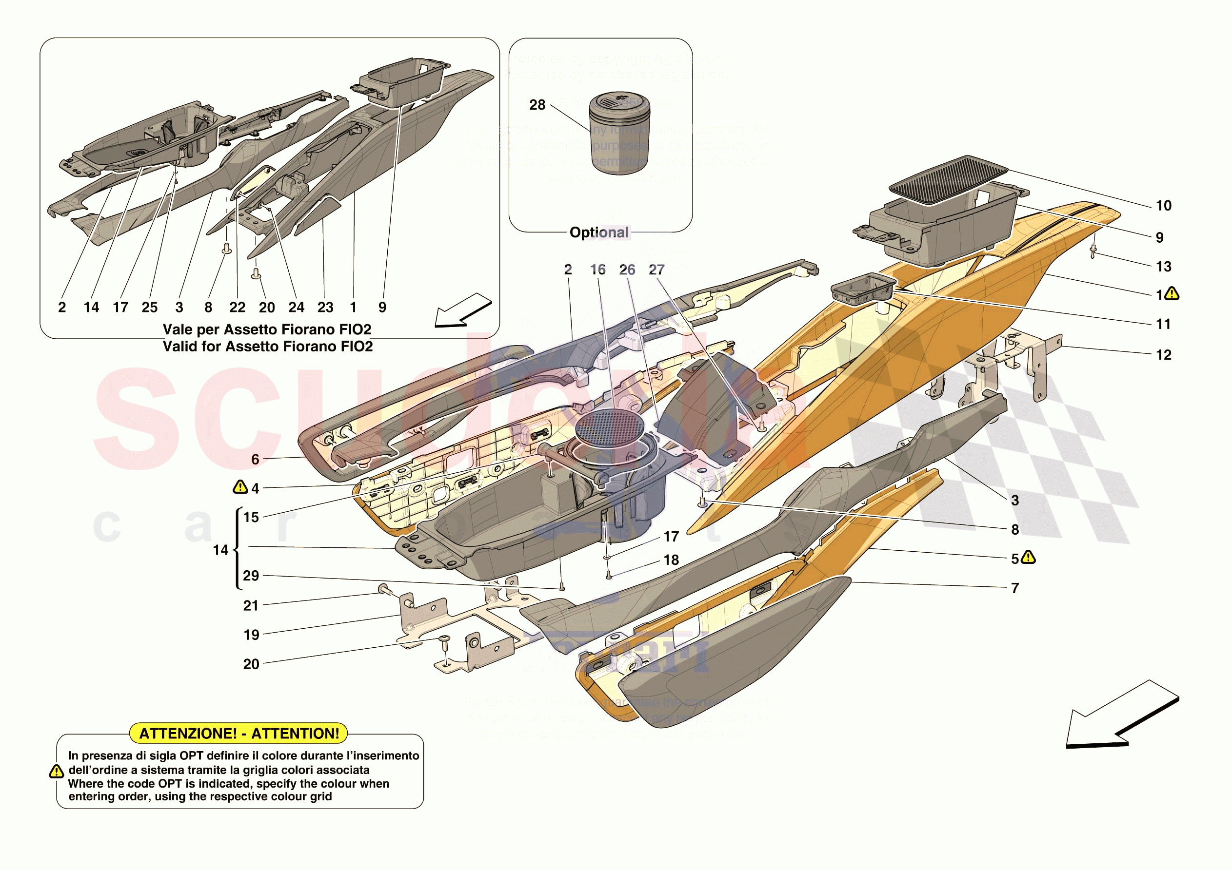 CENTRE TUNNEL AND CONSOLE of Ferrari Ferrari 296 GTB Europe RH