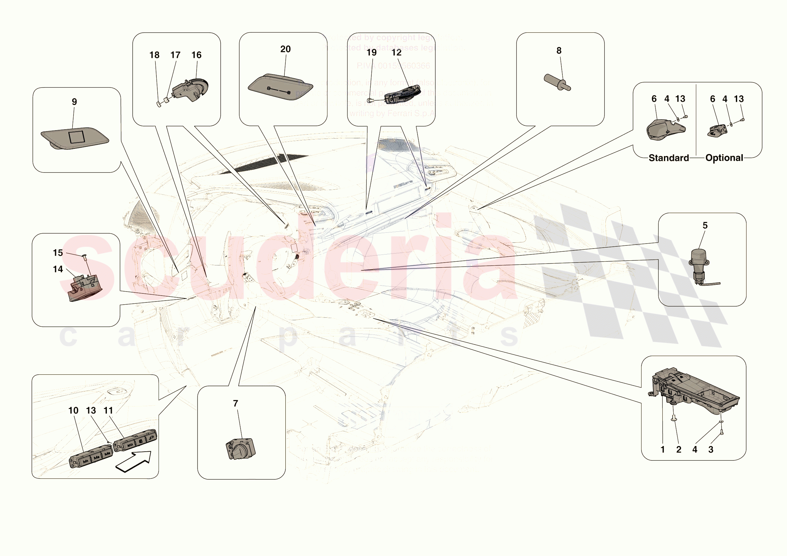 OTHER ELECTRICAL CONTROLS of Ferrari Ferrari 296 GTB Europe RH