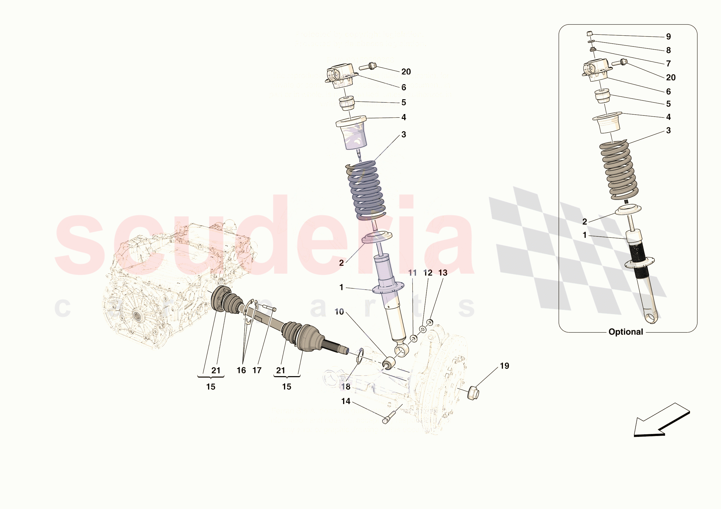 REAR SUSPENSION - SHOCK ABSORBERS of Ferrari Ferrari 296 GTB USA