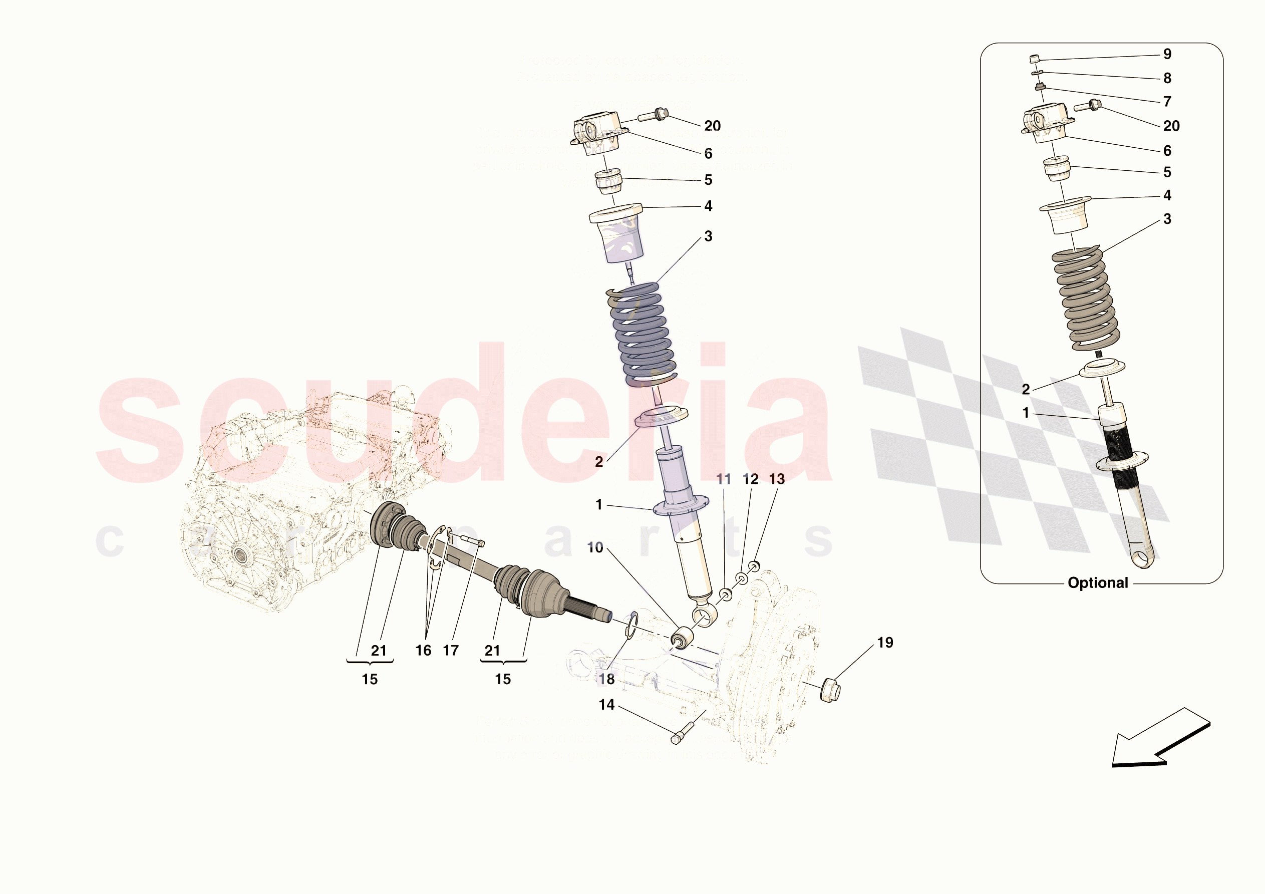 REAR SUSPENSION - SHOCK ABSORBERS of Ferrari Ferrari 296 GTS Europe RH