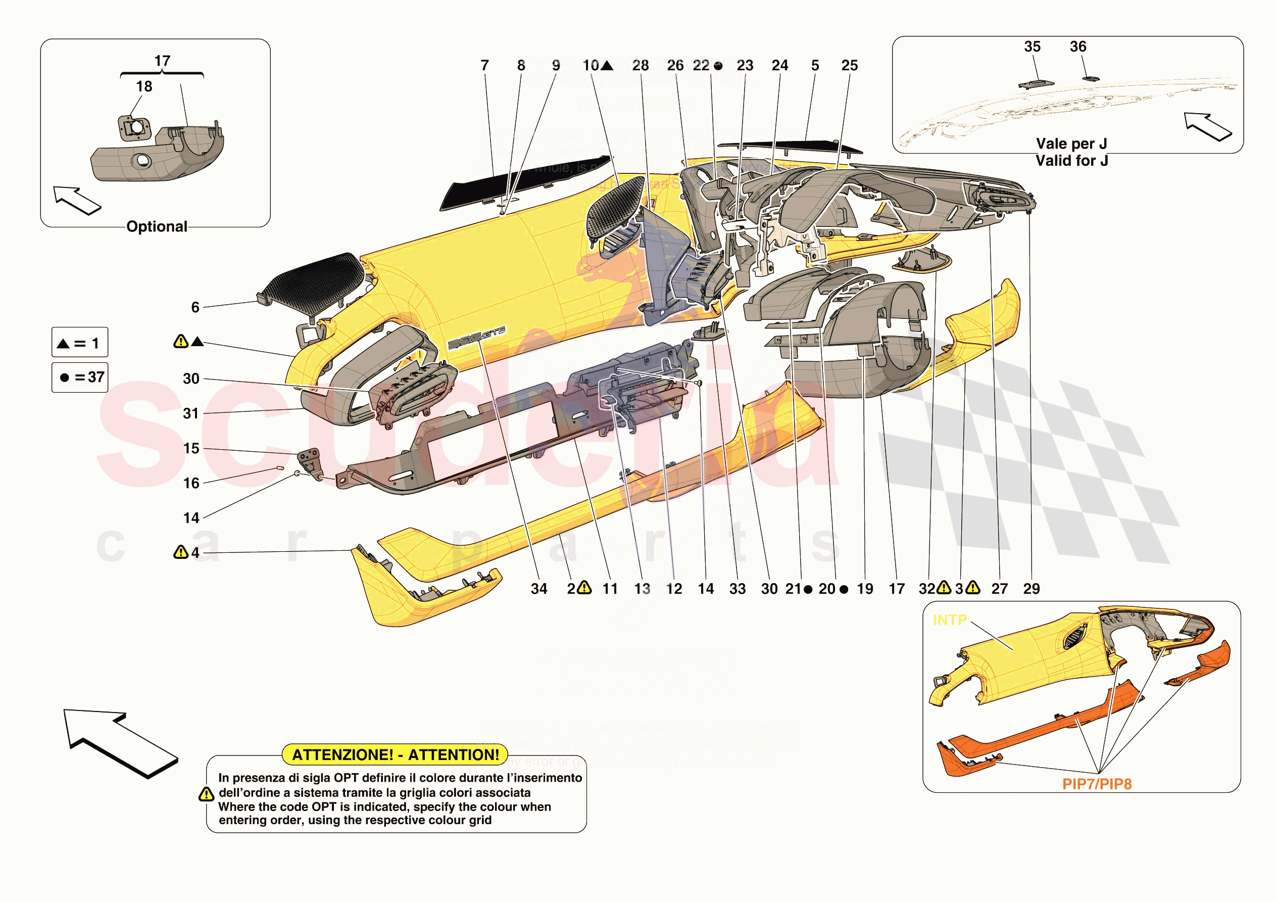 DASHBOARD - TRIM -APPLICABLE FOR RHD- of Ferrari Ferrari 296 GTS Europe RH