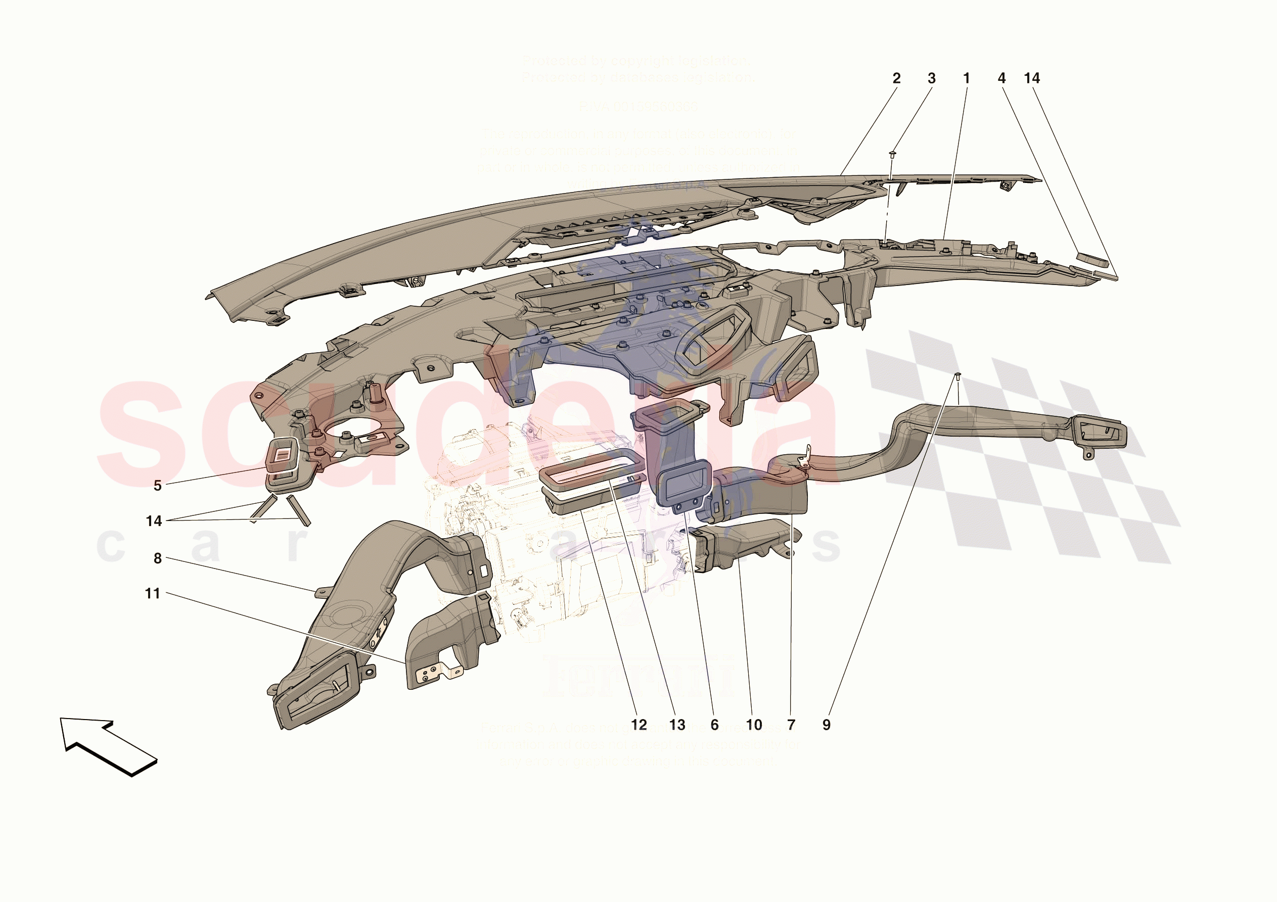 DASHBOARD - DUCTS -APPLICABLE FOR RHD- of Ferrari Ferrari 296 GTS Europe RH